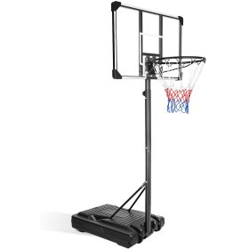 Portable Basketball Hoop & Goal Basketball Stand Height Adjustable 6.2-8.5ft with 35.4Inch Transparent Backboard & Wheels for Youth Teenagers Outdoor