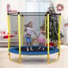 5.5FT Trampoline for Kids - 65" Outdoor & Indoor Mini Toddler Trampoline with Enclosure, Basketball Hoop and Ball Included