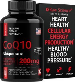 Co Q10 200mg Antioxidants Supplement for Heart Health and Brain Support High Absorption Ubiquinone Mitochondrial Supplements Extra Strength Coenzyme Q