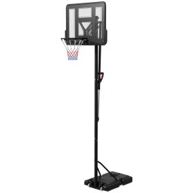 Soozier Portable Basketball Hoop, 7.7-10' Height Adjustable Basketball Goal with 43" Shatterproof Backboard, Wheels, and Fillable Base for Teenagers