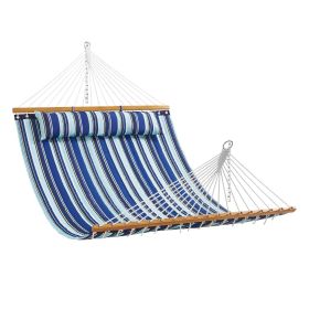 VEVOR Double Quilted Fabric Hammock, 12 FT Double Hammock with Hardwood Spreader Bars