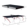 Soozier Full Size Ping Pong Table, Folds into Quarters, Portable Table Tennis Table with Net, Paddles, Balls, MDF, Charcoal Gray