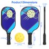 1Pc Pickleball Set 2 Fiberglass Paddles 4 Outdoor Indoor Balls Portable Carry Bag 2 Cooling Towel Lightweight Ergonomic Grip for Beginners Pros