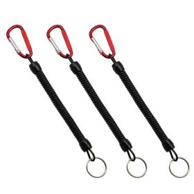 Climbing Button Carabiner Anti-Lost Spring Rope Outdoor Mountaineering Lost Rope Lure Fishing Gear Fishing Accessories Fishing R (Color: Red three loading)