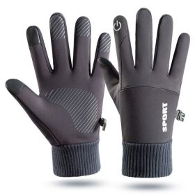 Men Winter Waterproof Cycling Gloves Outdoor Sports Running Motorcycle Ski Touch Screen Fleece Gloves Non-slip Warm Full Fingers (Color: D, size: XL)