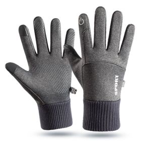 Men Winter Waterproof Cycling Gloves Outdoor Sports Running Motorcycle Ski Touch Screen Fleece Gloves Non-slip Warm Full Fingers (Color: C, size: XL)