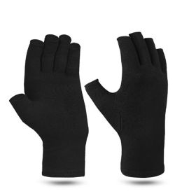 1pair Arthritis Fingerless Compression Gloves; Outdoor Half Finger Knuckle Pressure Gloves (Buy A Size Up) (Color: Black, size: M)