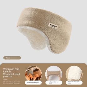 Winter riding warm earmuffs Double layer fleece earmuffs windproof outdoor sports earmuffs earmuffs for men and women (colour: DEZ38 khaki (headworn), size: One size fits all)