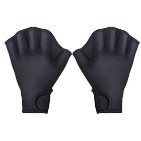 Aqua Fit Swim Training Gloves (Color: Black, size: S)