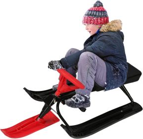 Snow Racer Sled Winter Sport Ski Sled Slider Board with Steering Wheel and Twin Brakes (SKU: KM3759)