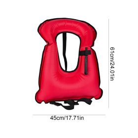 Inflatable Snorkel Vest Portable Life vest Inflatable Swim Vest Buoyancy Aid Swim Jackets For Adults/Kids Swimming Accessories (Color: Red)