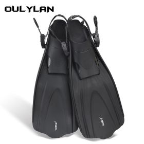 Oulylan Adjustable Short Adult Snorkel Foot Swimming Flippers Fins Beginner Water Sports Equipment Portable Diving Flippers Men (Color: Black, size: S/M)