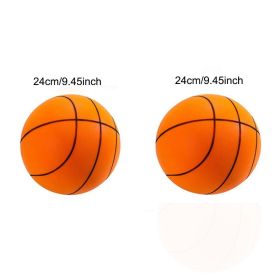 Silent Basketball Diameter 18/21/24 CM Indoor Mute Bouncing Basketball High Density Soft PU Foam Squeezable Ball Quiet No Noise (Color: 2pcs 24cm)