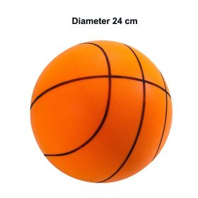 Silent Basketball Diameter 18/21/24 CM Indoor Mute Bouncing Basketball High Density Soft PU Foam Squeezable Ball Quiet No Noise (Color: Orange-24cm)