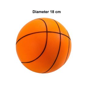 Silent Basketball Diameter 18/21/24 CM Indoor Mute Bouncing Basketball High Density Soft PU Foam Squeezable Ball Quiet No Noise (Color: Orange-18cm)