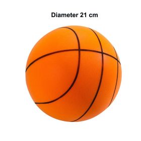 Silent Basketball Diameter 18/21/24 CM Indoor Mute Bouncing Basketball High Density Soft PU Foam Squeezable Ball Quiet No Noise (Color: Orange-21cm)