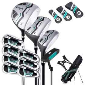 11 Pieces Complete Golf Club Package Set (Color: Green)