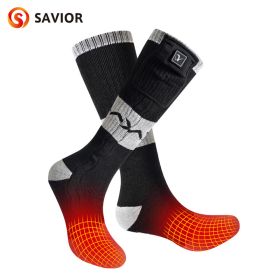 Savior Heat Battery Electric Heated Socks For Men Winter Warm Outdoor Sports Rechargeable Thermal Socks Foot Women For Cycling (Color: S08C, size: L)