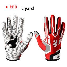 1 Pair Adults Profession Sports Gloves Breathable Anti-slip American Football Baseball Gloves Full Finger Adjustable Gloves (Color: red L)