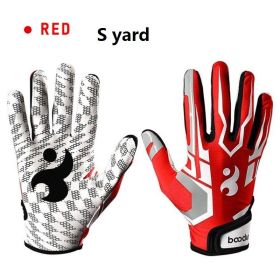 1 Pair Adults Profession Sports Gloves Breathable Anti-slip American Football Baseball Gloves Full Finger Adjustable Gloves (Color: red S)