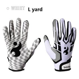 1 Pair Adults Profession Sports Gloves Breathable Anti-slip American Football Baseball Gloves Full Finger Adjustable Gloves (Color: white L)