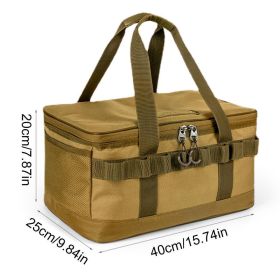 Outdoor Camping Storage Bag Camping Meal Bag Large Storage Lamp Tableware Bag Camping Tool Picnic Camp Travel Bag (Color: Khaki)