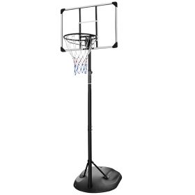 Portable Basketball Hoop System Stand Height Adjustable 7.5ft - 9.2ft with 32 Inch Backboard and Wheels for Youth Adults Indoor Outdoor Basketball Goa (Color: as Pic)