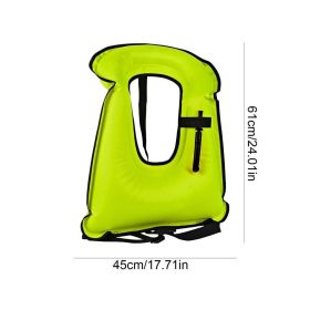 Inflatable Snorkel Vest Portable Life vest Inflatable Swim Vest Buoyancy Aid Swim Jackets For Adults/Kids Swimming Accessories (Color: Green)